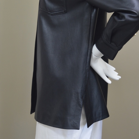 St. John Black Leather Button-Up Jacket – Size M (New Without Tags) - Picture 10 of 15